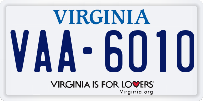 VA license plate VAA6010