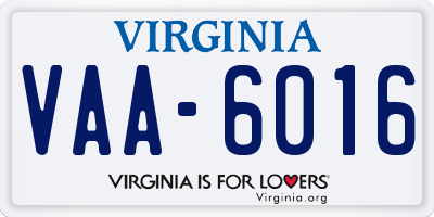 VA license plate VAA6016