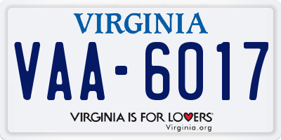 VA license plate VAA6017