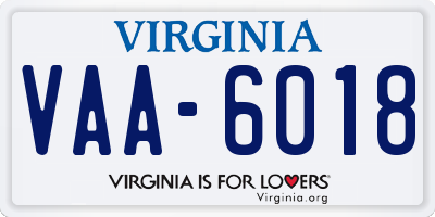 VA license plate VAA6018