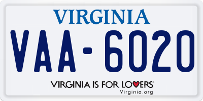 VA license plate VAA6020