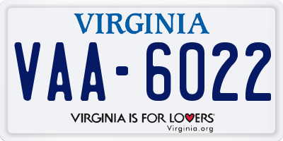 VA license plate VAA6022