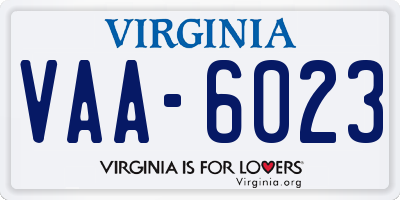 VA license plate VAA6023