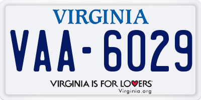 VA license plate VAA6029