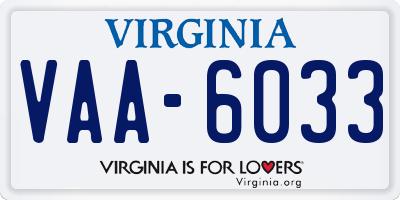 VA license plate VAA6033