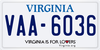 VA license plate VAA6036