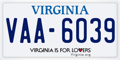 VA license plate VAA6039