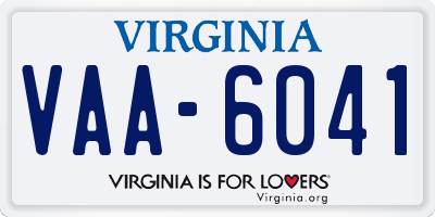 VA license plate VAA6041