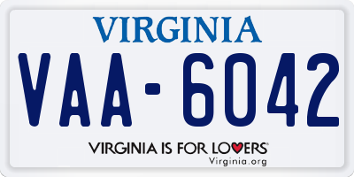 VA license plate VAA6042