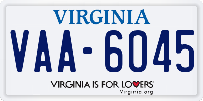 VA license plate VAA6045