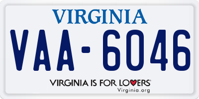 VA license plate VAA6046
