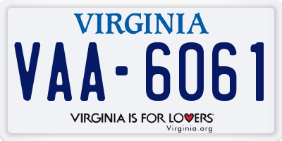 VA license plate VAA6061