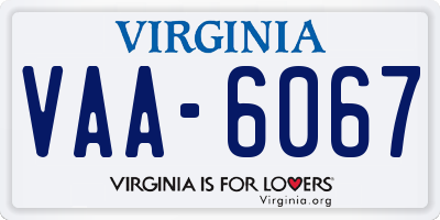 VA license plate VAA6067