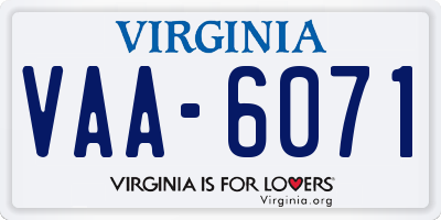 VA license plate VAA6071