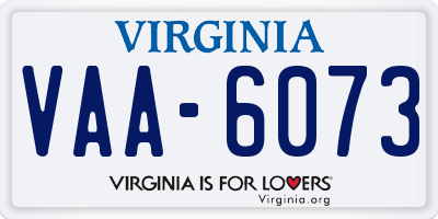 VA license plate VAA6073