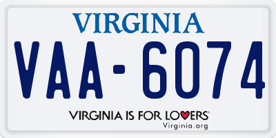 VA license plate VAA6074