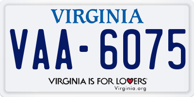 VA license plate VAA6075