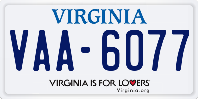 VA license plate VAA6077