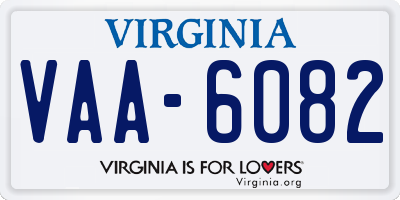 VA license plate VAA6082