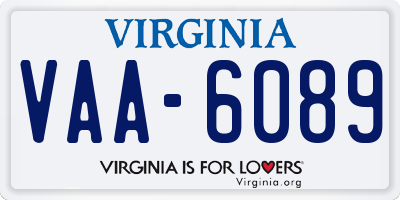 VA license plate VAA6089