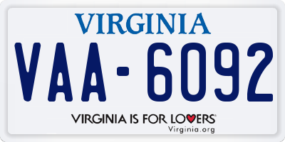 VA license plate VAA6092