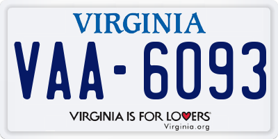 VA license plate VAA6093