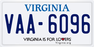 VA license plate VAA6096