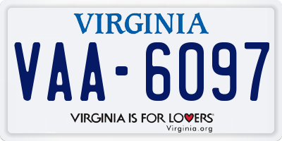 VA license plate VAA6097