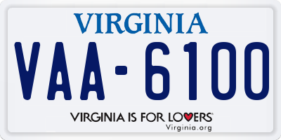 VA license plate VAA6100