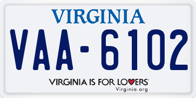 VA license plate VAA6102