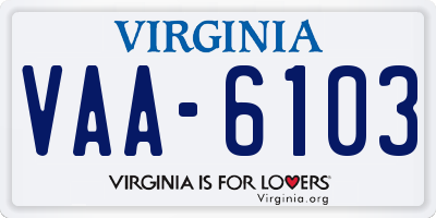 VA license plate VAA6103