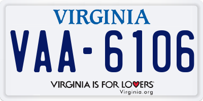 VA license plate VAA6106