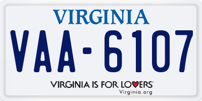 VA license plate VAA6107