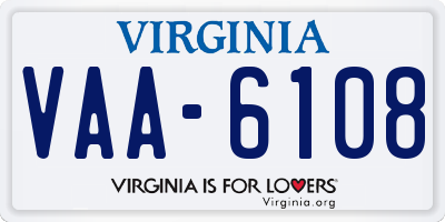 VA license plate VAA6108