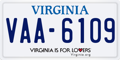 VA license plate VAA6109