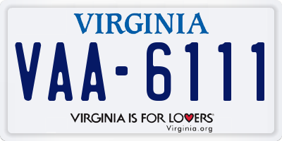 VA license plate VAA6111