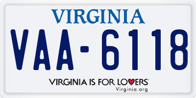 VA license plate VAA6118