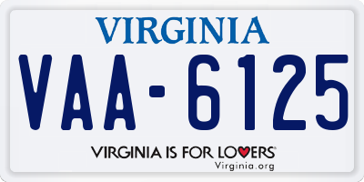 VA license plate VAA6125