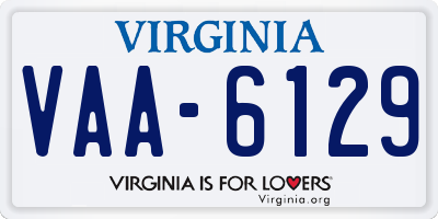 VA license plate VAA6129