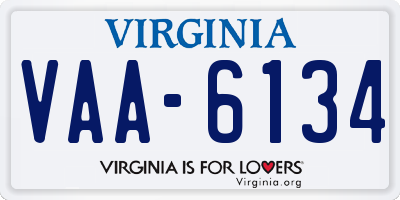 VA license plate VAA6134