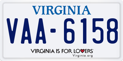 VA license plate VAA6158