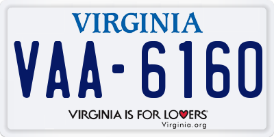 VA license plate VAA6160