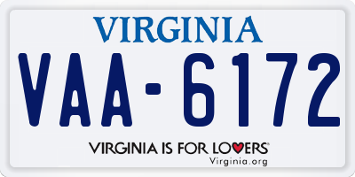 VA license plate VAA6172