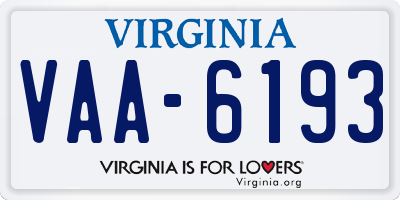 VA license plate VAA6193