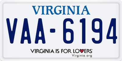 VA license plate VAA6194