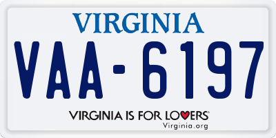 VA license plate VAA6197