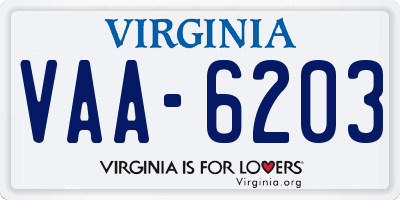 VA license plate VAA6203