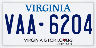 VA license plate VAA6204