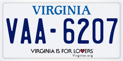 VA license plate VAA6207