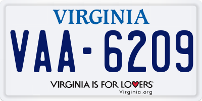 VA license plate VAA6209